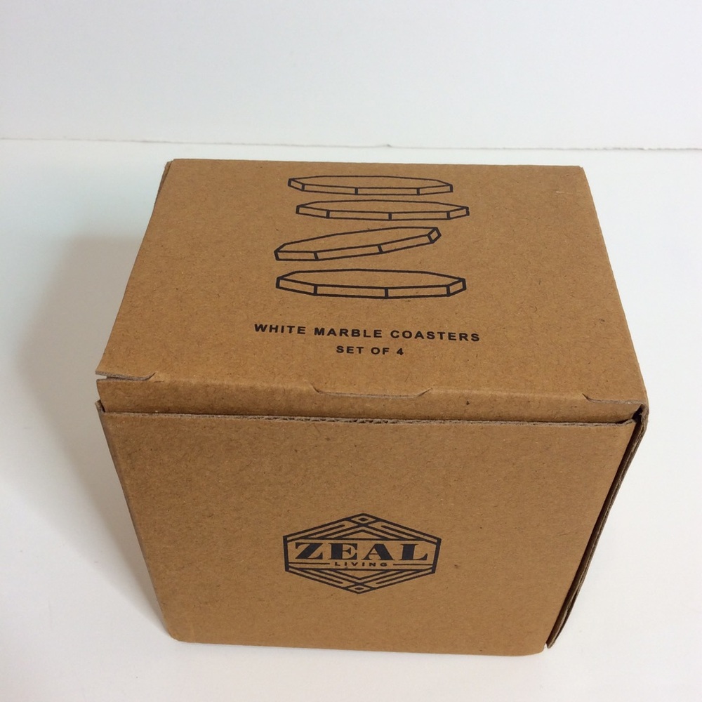 Set of 4 White Marble Coasters